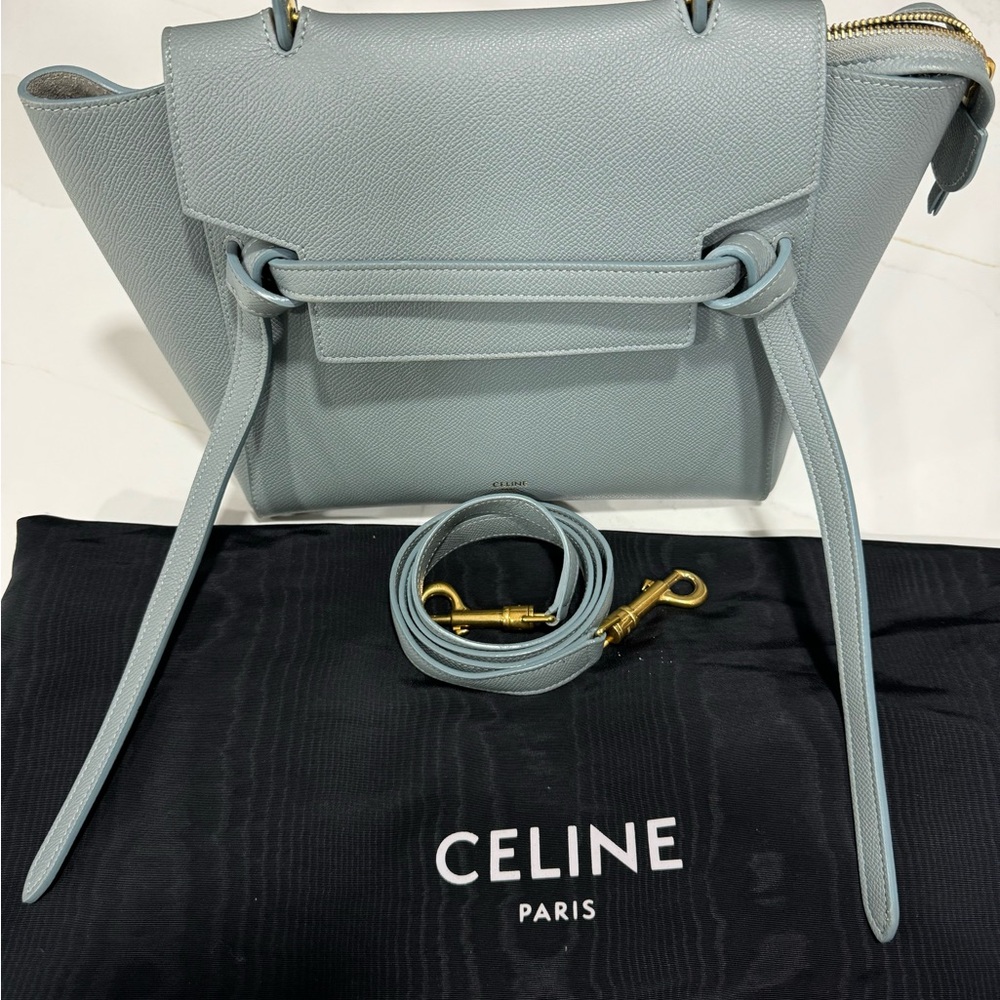CELINE Micro Belt Bag sage Green Grained Calfskin Leather